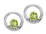 Tommaso Design™ Round 5 mm Genuine Peridot and Diamond Earrings