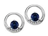 Tommaso Design™ Round 5 mm Genuine Sapphire and Diamond Earrings