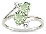 Tommaso Design™ Heart Shape 6 mm Genuine Green Amethyst and Diamond Ring