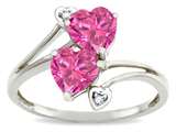 Tommaso Design™ Heart Shape 6 mm Simulated Pink Tourmaline And Diamond Ring