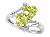 Tommaso Design™ Heart Shape 6 mm Genuine Lemon Quartz and Diamond Ring