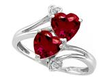 Tommaso Design™ Heart Shape Created Ruby and Diamond Ring