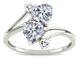 Tommaso Design™ Heart Shape 6 mm Genuine White Topaz and Diamond Ring