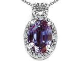 Tommaso Design™ Oval 8x6mm Simulated Alexandrite and Diamond Pendant