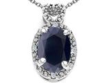 Tommaso Design™ Oval 8x6mm Genuine Black Sapphire and Diamond Pendant