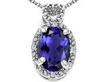 Tommaso Design™ Oval 8x6mm Genuine Iolite and Diamond Pendant