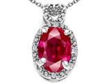 Tommaso Design™ Oval 8x6mm Created Ruby and Diamond Pendant