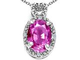 Tommaso Design™ Oval 8x6mm Genuine Pink Tourmaline and Diamond Pendant