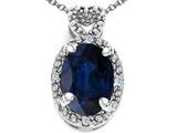 Tommaso Design™ Oval 8x6mm Genuine Sapphire and Diamond Pendant