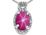 Tommaso Design™ Oval 8x6mm Created Star Ruby and Diamond Pendant