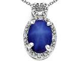 Tommaso Design™ Oval 8x6mm Created Star Sapphire and Diamond Pendant