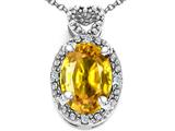 Tommaso Design™ Oval 8x6mm Genuine Yello Sapphire and Diamond Pendant