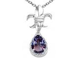 Tommaso Design™ Pear Shape 8x6mm Simulated Alexandrite and Diamond Pendant