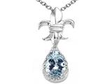 Tommaso Design™ Pear Shape 8x6mm Genuine Aquamarine and Diamond Pendant