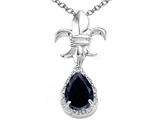 Tommaso Design™ Pear Shape 8x6mm Genuine Black Sapphire and Diamond Pendant
