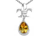 Tommaso Design™ Pear Shape 8x6mm Genuine Citrine and Diamond Pendant