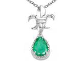 Tommaso Design™ Pear Shape 8x6mm Genuine Emerald and Diamond Pendant