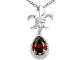 Tommaso Design™ Pear Shape 8x6mm Genuine Garnet and Diamond Pendant