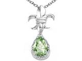 Tommaso Design™ Pear Shape 8x6mm Genuine Green Amethyst and Diamond Pendant