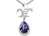 Tommaso Design™ Pear Shape 8x6mm Genuine Iolite and Diamond Pendant