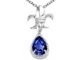 Tommaso Design™ Pear Shape 8x6mm Created Sapphire and Diamond Pendant