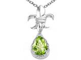 Tommaso Design™ Pear Shape 8x6mm Genuine Peridot and Diamond Pendant