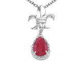 Tommaso Design™ Genuine Pear Shape Ruby and Diamond Pendant