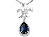 Tommaso Design™ Pear Shape 8x6mm Genuine Sapphire and Diamond Pendant