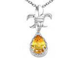 Tommaso Design™ Pear Shape 8x6mm Genuine Yellow Sapphire and Diamond Pendant