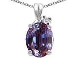 Tommaso Design™ Oval 10x8mm Simulated Alexandrite and Diamond Pendant