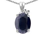 Tommaso Design™ Oval 10x8mm Genuine Black Sapphire and Diamond Pendant