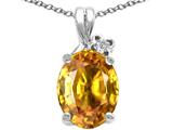 Tommaso Design™ Oval 10x8mm Genuine Citrine and Diamond Pendant