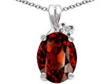 Tommaso Design™ Oval 10x8mm Genuine Garnet and Diamond Pendant
