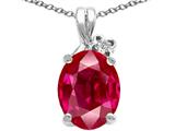 Tommaso Design™ Oval 10x8mm Created Ruby and Diamond Pendant