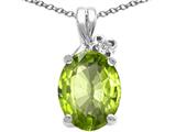 Tommaso Design™ Oval 10x8mm Genuine Peridot and Diamond Pendant