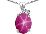 Tommaso Design™ Oval 10x8mm Created Star Ruby and Diamond Pendant