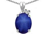 Tommaso Design™ Oval 10x8mm Created Star Sapphire and Diamond Pendant