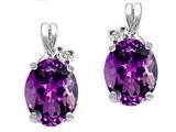 Tommaso Design™ Oval 8x6mm Genuine Amethyst and Diamond Earrings