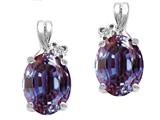 Tommaso Design™ Oval 8x6mm Simulated Alexandrite and Diamond Earrings