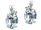 Tommaso Design™ Oval 8x6mm Genuine Aquamarine and Diamond Earrings