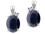 Tommaso Design™ Oval 8x6mm Genuine Black Sapphire and Diamond Earrings