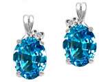 Tommaso Design™ Oval 8x6mm Genuine Blue Topaz and Diamond Earrings