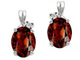 Tommaso Design™ Oval 8x6mm Genuine Garnet and Diamond Earrings
