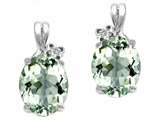 Tommaso Design™ Oval 8x6mm Genuine Green Amethyst and Diamond Earrings