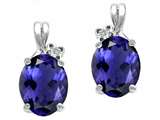 Tommaso Design™ Oval 8x6mm Genuine Iolite and Diamond Earrings