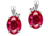 Tommaso Design™ Oval 8x6mm Created Ruby and Diamond Earrings