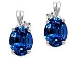 Tommaso Design™ Oval 8x6mm Created Sapphire and Diamond Earrings