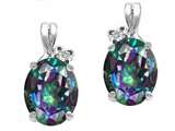 Tommaso Design™ Oval 8x6mm Mystic Rainbow Topaz and Diamond Earrings