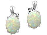 Tommaso Design™ Oval 8x6mm Genuine Opal and Diamond Earrings