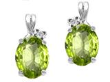 Tommaso Design™ Oval 8x6mm Genuine Peridot and Diamond Earrings